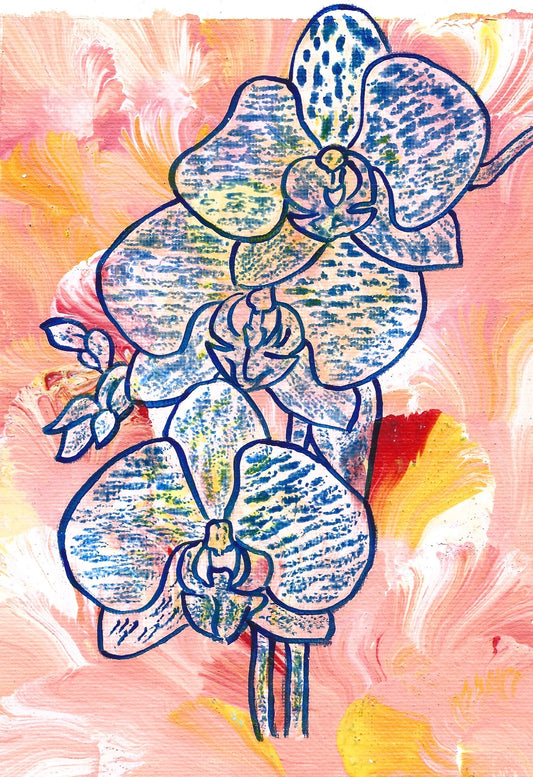 Swirly Flowers Three Blue Orchids. 2026